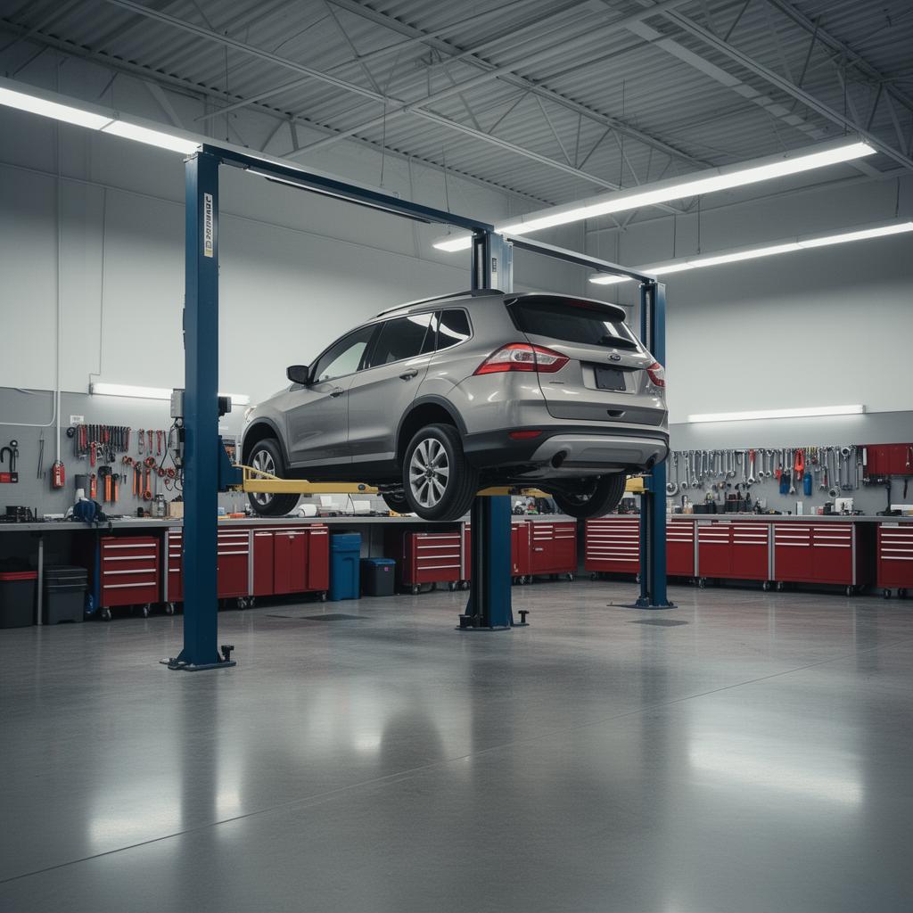 Technician performing engine diagnostics in a clean service bay in Spring, Texas